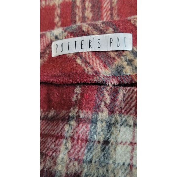 Potter's Pot Wool Blend‎ Skirt Size Large Red Plaid 17" Length Front Slit - Picture 12 of 14